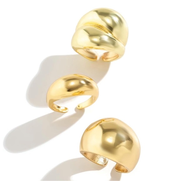 Rings Set - Gold Adjustable Thick Rings - Picture 2 of 5